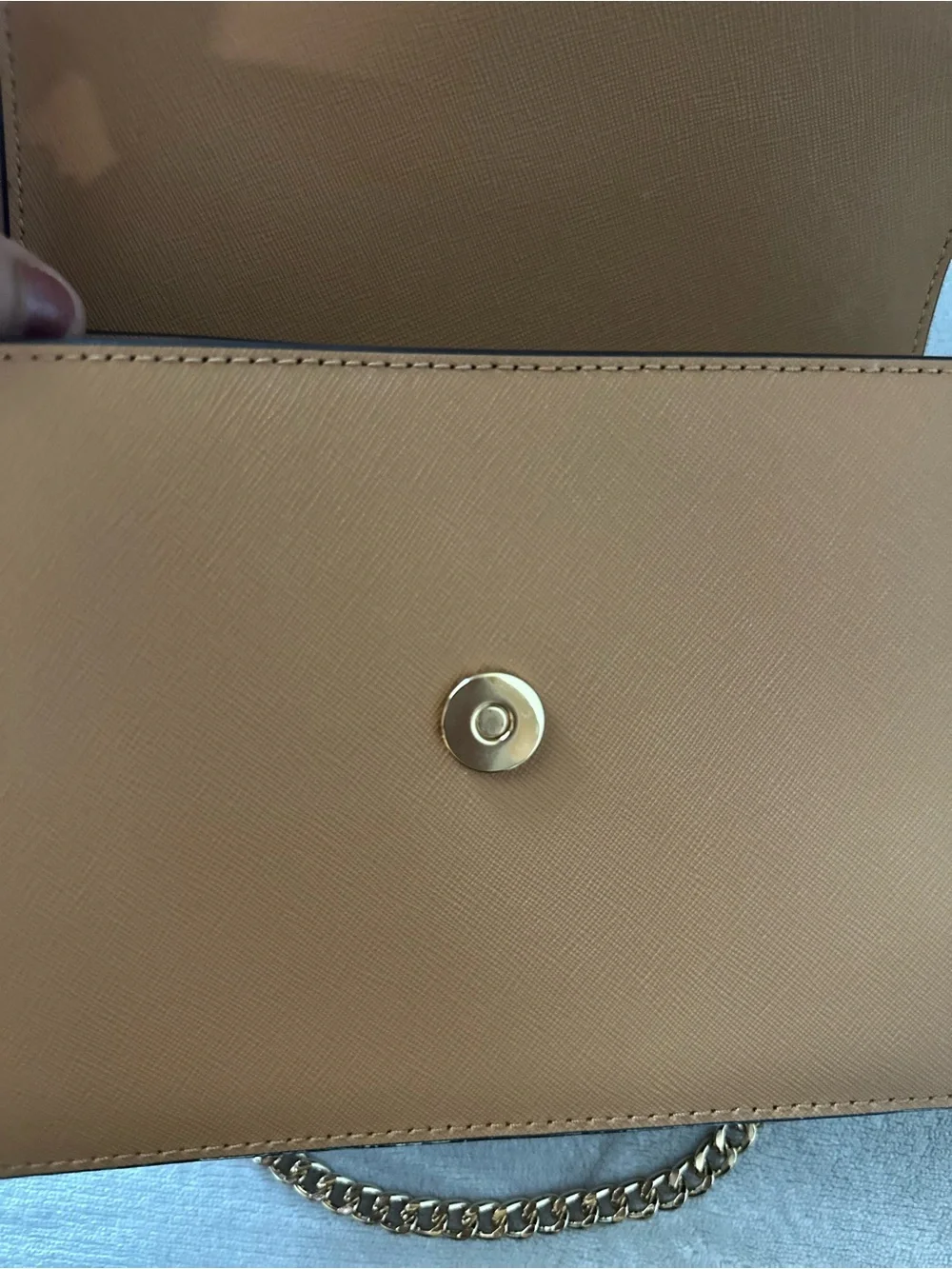 Tory Burch Tan Leather Crossbody with Gold Chain